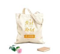 AILOONG Polyester Cotton Storage bags hand lettering test all things hold fast what 340g/m² thick fabric Customizable slogan