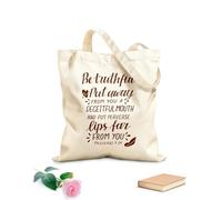 AILOONG Polyester Cotton Storage bags hand lettering with bible verse be truthful put 340g/m² thick fabric Customizable slogan