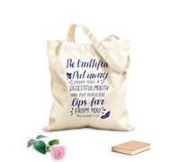 AILOONG Polyester Cotton Storage bags hand lettering with bible verse be truthful put 340g/m² thick fabric Customizable slogan