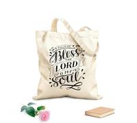 AILOONG Polyester Cotton Storage bags hand lettering with bible verse bless the lord o 12 oz thick fabric Customizable slogan 35x40cm Large