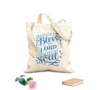 AILOONG Polyester Cotton Storage bags hand lettering with bible verse bless the lord o 340g/m² thick fabric Customizable slogan
