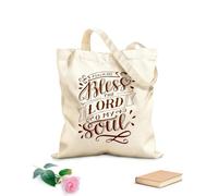 AILOONG Polyester Cotton Storage bags hand lettering with bible verse bless the lord o 340g/m² thick fabric Customizable slogan