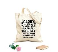 AILOONG Polyester Cotton Storage bags hand lettering with bible verse glory to god 12 oz thick fabric Customizable slogan 25x30cm Small