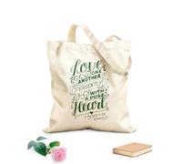 AILOONG Polyester Cotton Storage bags hand lettering with bible verse love one another 340g/m² thick fabric Customizable slogan