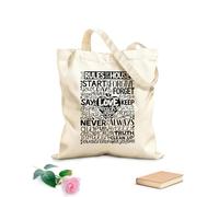 AILOONG Polyester Cotton Storage bags hand lettering with inscription rules of the house 12 oz thick fabric Customizable slogan 31x36cm Medium