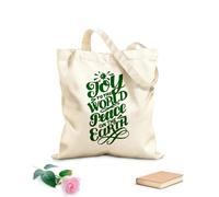 AILOONG Polyester Cotton Storage bags hand lettering with words joy to world peace 340g/m² thick fabric Customizable slogan