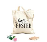 AILOONG Polyester Cotton Storage bags happy easter 12 oz thick fabric Customizable slogan 25x30cm Small