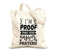 AILOONG Polyester Cotton Storage bags im proof that god answer prayers design on 12 oz thick fabric Customizable slogan 25x30cm Small