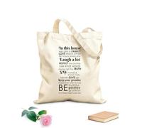 AILOONG Polyester Cotton Storage bags In this house we are a family, love each other, be happy every day, laugh a lot, respect one another, use kind words, always tell the truth. 340g/m² thick fabric