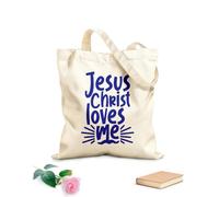 AILOONG Polyester Cotton Storage bags jesus christ loves me 340g/m² thick fabric Customizable slogan