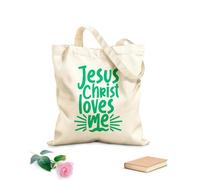 AILOONG Polyester Cotton Storage bags jesus christ loves me 340g/m² thick fabric Customizable slogan