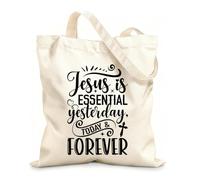 AILOONG Polyester Cotton Storage bags jesus is essential yesterday today forever 12 oz thick fabric Customizable slogan 25x30cm Small