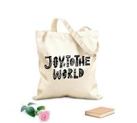 AILOONG Polyester Cotton Storage bags joy to the world lettering 12 oz thick fabric Customizable slogan 35x40cm Large
