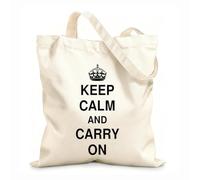 AILOONG Polyester Cotton Storage bags keep calm and carry 12 oz thick fabric Customizable slogan 31x36cm Medium