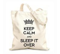 AILOONG Polyester Cotton Storage bags keep calm and sleep it over poster 12 oz thick fabric Customizable slogan 31x36cm Medium