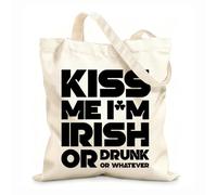 AILOONG Polyester Cotton Storage bags kiss me i am irish or drunk whatever lettering 12 oz thick fabric Customizable slogan 31x36cm Medium