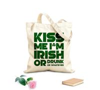 AILOONG Polyester Cotton Storage bags kiss me i am irish or drunk whatever lettering 340g/m² thick fabric Customizable slogan