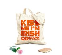 AILOONG Polyester Cotton Storage bags kiss me i am irish or drunk whatever lettering 340g/m² thick fabric Customizable slogan