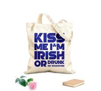 AILOONG Polyester Cotton Storage bags kiss me i am irish or drunk whatever lettering 340g/m² thick fabric Customizable slogan