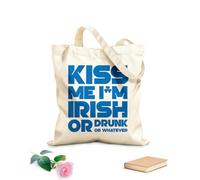 AILOONG Polyester Cotton Storage bags kiss me i am irish or drunk whatever lettering 340g/m² thick fabric Customizable slogan