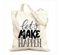 AILOONG Polyester Cotton Storage bags let us make it happen motivational 12 oz thick fabric Customizable slogan 25x30cm Small