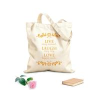 AILOONG Polyester Cotton Storage bags Live Every Moment, Laugh Every Day, Love Beyond Words 340g/m² thick fabric Customizable slogan