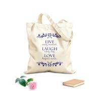 AILOONG Polyester Cotton Storage bags Live Every Moment, Laugh Every Day, Love Beyond Words 340g/m² thick fabric Customizable slogan