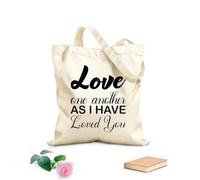 AILOONG Polyester Cotton Storage bags love one another as i have loved you letter 12 oz thick fabric Customizable slogan 25x30cm Small