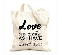 AILOONG Polyester Cotton Storage bags love one another as i have loved you letter 12 oz thick fabric Customizable slogan 35x40cm Large