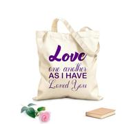 AILOONG Polyester Cotton Storage bags love one another as i have loved you letter 340g/m² thick fabric Customizable slogan