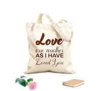 AILOONG Polyester Cotton Storage bags love one another as i have loved you letter 340g/m² thick fabric Customizable slogan