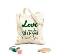 AILOONG Polyester Cotton Storage bags love one another as i have loved you letter 340g/m² thick fabric Customizable slogan
