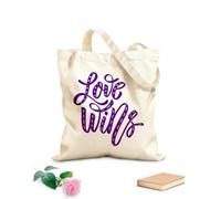 AILOONG Polyester Cotton Storage bags love wins hand drawn lettering phrase on 340g/m² thick fabric Customizable slogan