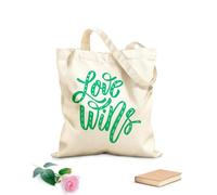 AILOONG Polyester Cotton Storage bags love wins hand drawn lettering phrase on 340g/m² thick fabric Customizable slogan