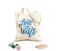 AILOONG Polyester Cotton Storage bags love wins hand drawn lettering phrase on 340g/m² thick fabric Customizable slogan