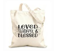 AILOONG Polyester Cotton Storage bags loved thankful blessed heart valentines day 12 oz thick fabric Customizable slogan 25x30cm Small