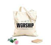 AILOONG Polyester Cotton Storage bags made to worship christian 12 oz thick fabric Customizable slogan 31x36cm Medium