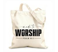 AILOONG Polyester Cotton Storage bags made to worship christian 12 oz thick fabric Customizable slogan 31x36cm Medium
