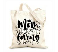 AILOONG Polyester Cotton Storage bags mom amazing loving strong motivational quote 12 oz thick fabric Customizable slogan 35x40cm Large