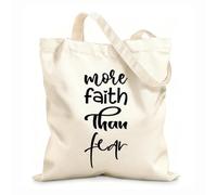 AILOONG Polyester Cotton Storage bags more faith than fear lettering quote 12 oz thick fabric Customizable slogan 35x40cm Large