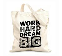 AILOONG Polyester Cotton Storage bags Motivational Work Hard Dream Big 12 oz thick fabric Customizable slogan 35x40cm Large