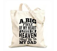 AILOONG Polyester Cotton Storage bags my heart lives in heaven and he is dad 12 oz thick fabric Customizable slogan 35x40cm Large