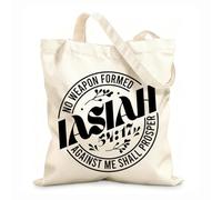 AILOONG Polyester Cotton Storage bags no weapon formed against me shall prosper 12 oz thick fabric Customizable slogan 35x40cm Large