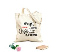 AILOONG Polyester Cotton Storage bags people disappoint chocolate is eternal quote 12 oz thick fabric Customizable slogan 25x30cm Small