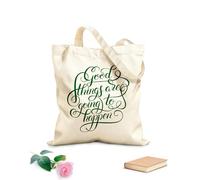 AILOONG Polyester Cotton Storage bags positive lettering good things are going to happen 340g/m² thick fabric Customizable slogan
