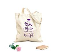 AILOONG Polyester Cotton Storage bags rain autumn days quotes typography set 340g/m² thick fabric Customizable slogan
