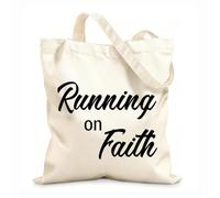 AILOONG Polyester Cotton Storage bags religious running on faith 12 oz thick fabric Customizable slogan 35x40cm Large