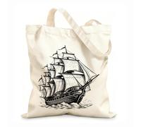 AILOONG Polyester Cotton Storage bags Sailing Ship At Sea 12 oz thick fabric Customizable slogan 35x40cm Large