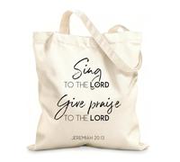 AILOONG Polyester Cotton Storage bags sing to the lord give praise biblical 12 oz thick fabric Customizable slogan 35x40cm Large