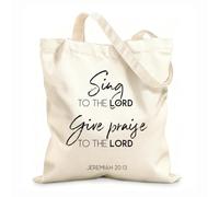 AILOONG Polyester Cotton Storage bags sing to the lord give praise biblical 12 oz thick fabric Customizable slogan 31x36cm Medium